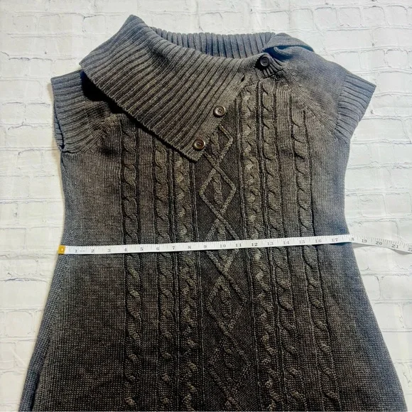 Calvin Klein Brown Size Large L Cable Knit Short Sleeve Sweater Dress - Picture 7 of 11